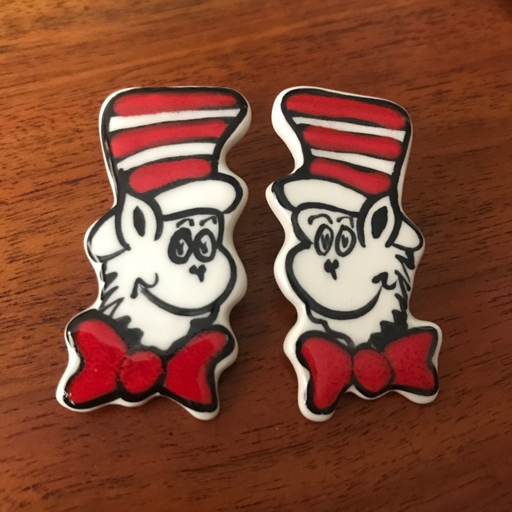 DR SEUSS Cat In The Hat vintage earrings